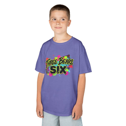 Kids T-Shirt — 'Three Bears Six' Neon Graffiti Birthday Tee