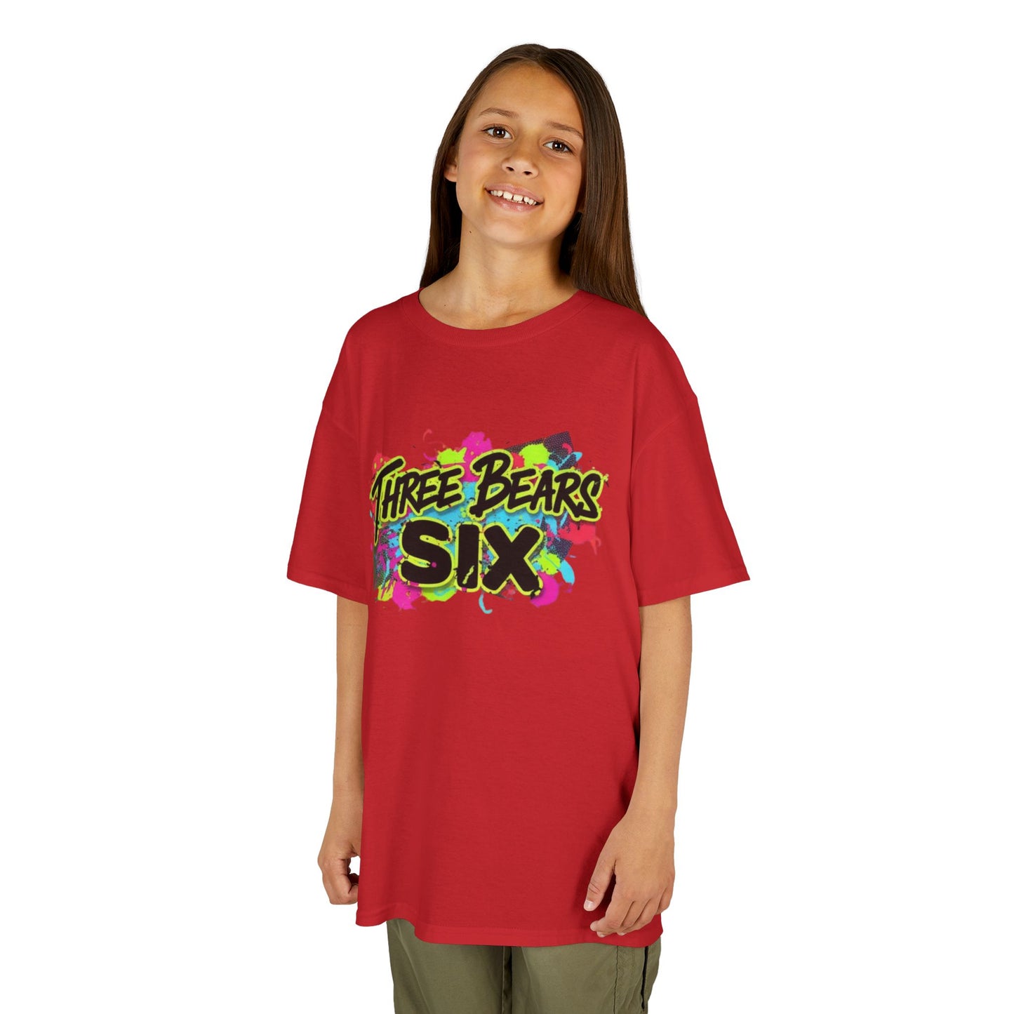 Kids T-Shirt — 'Three Bears Six' Neon Graffiti Birthday Tee