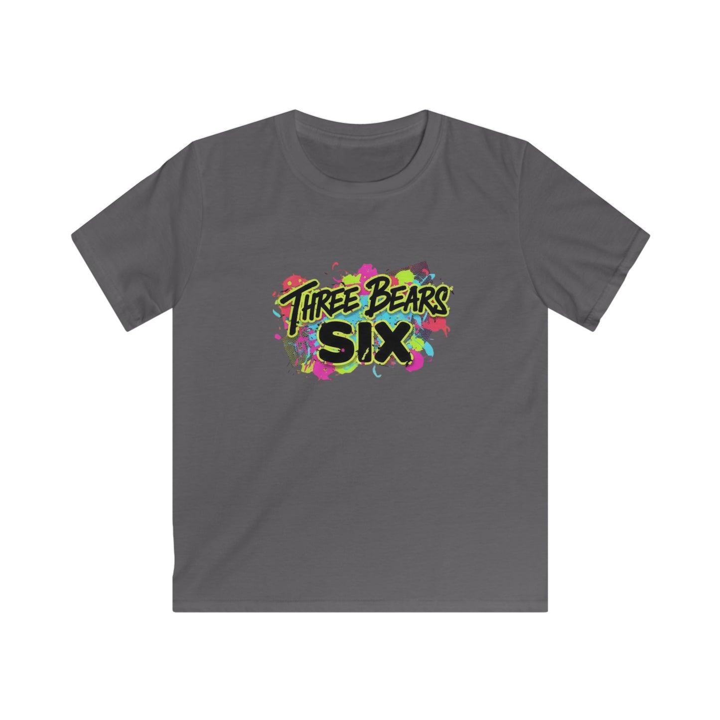 Three Bears Six Kids T-Shirt — Colorful Graffiti Birthday Tee