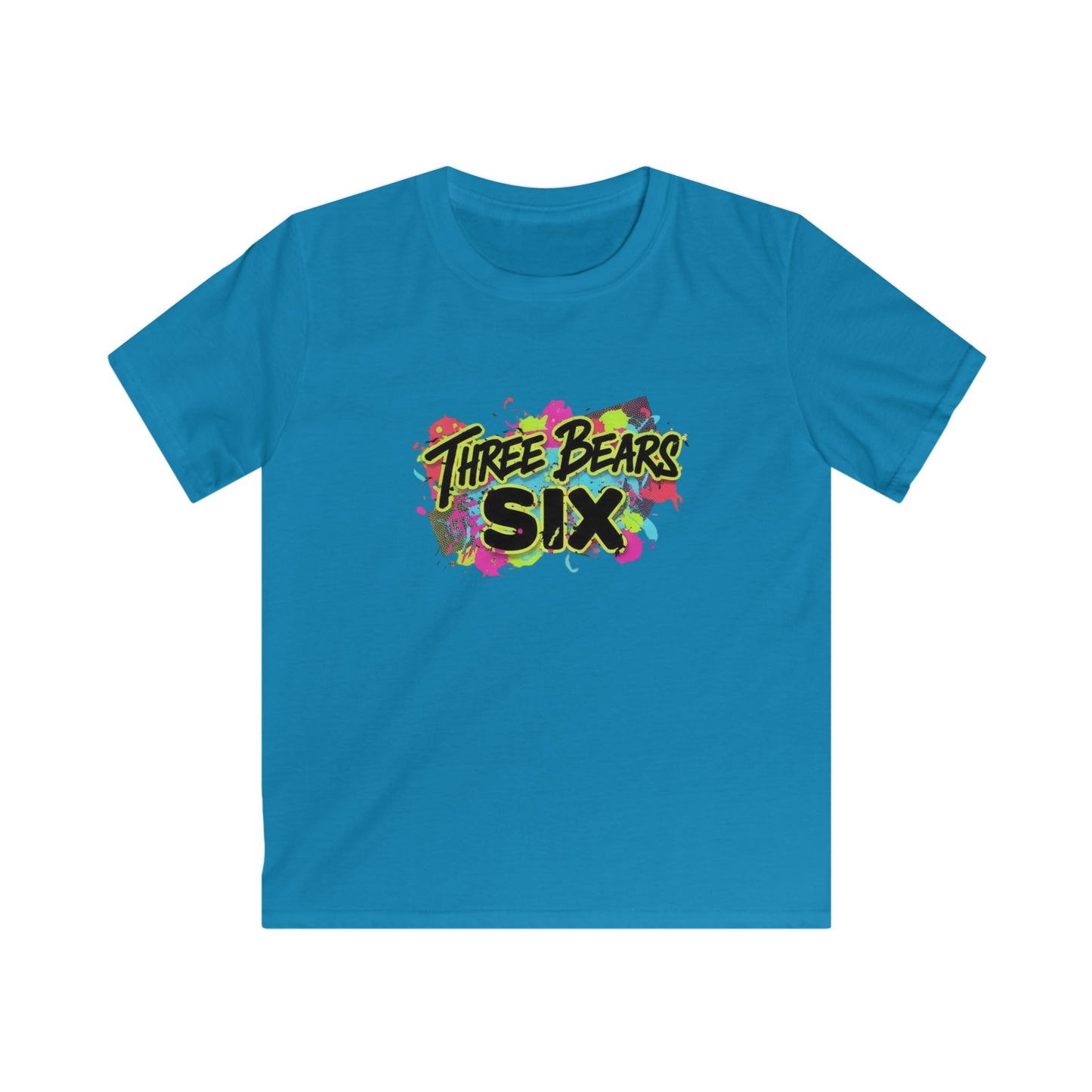 Three Bears Six Kids T-Shirt — Colorful Graffiti Birthday Tee