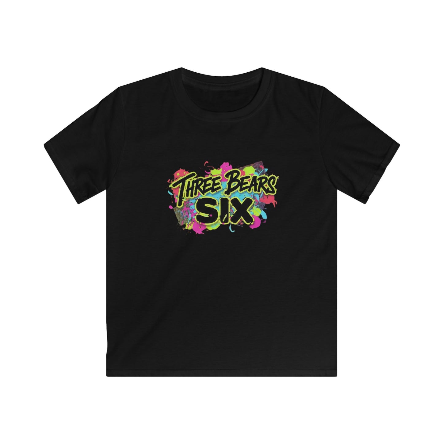 Three Bears Six Kids T-Shirt — Colorful Graffiti Birthday Tee