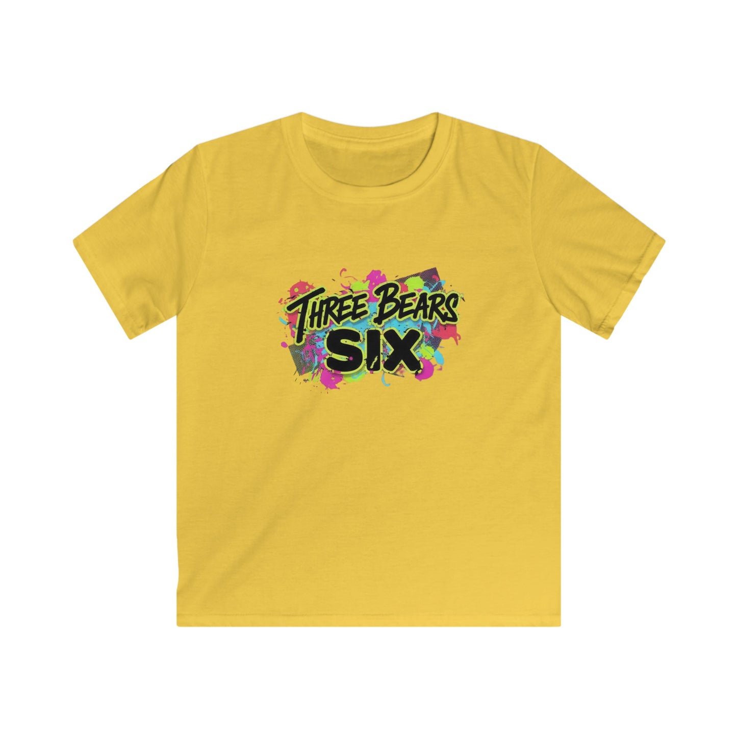 Three Bears Six Kids T-Shirt — Colorful Graffiti Birthday Tee