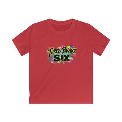 Three Bears Six Kids T-Shirt — Colorful Graffiti Birthday Tee