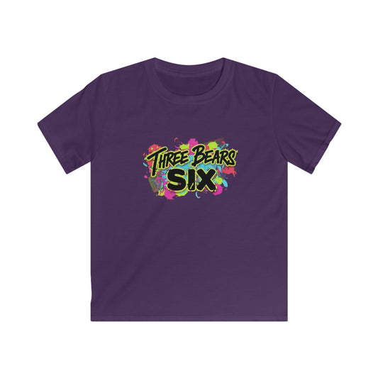 Three Bears SIX Kids Graffiti Graphic Tee — Purple colour, product photo