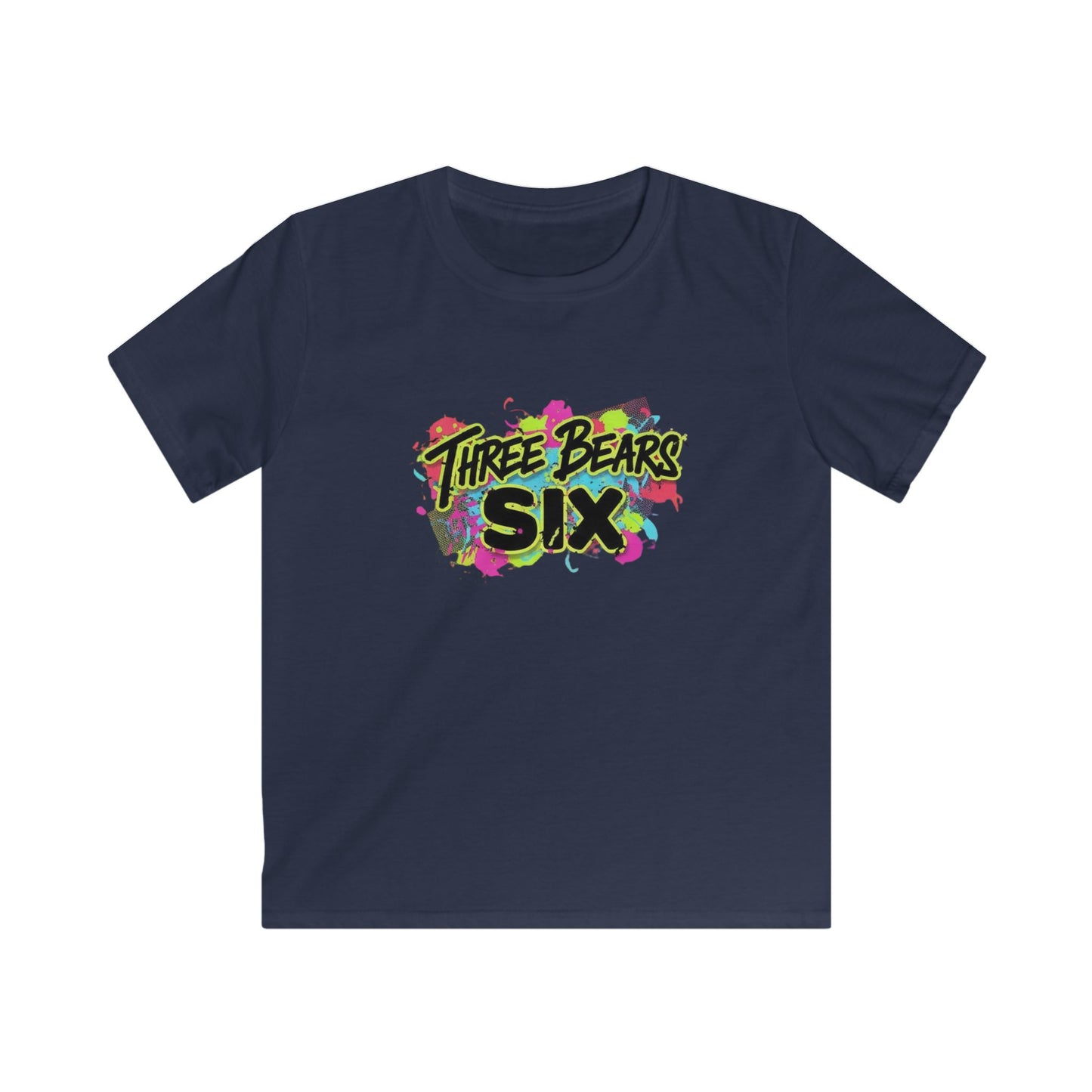 Three Bears Six Kids T-Shirt — Colorful Graffiti Birthday Tee