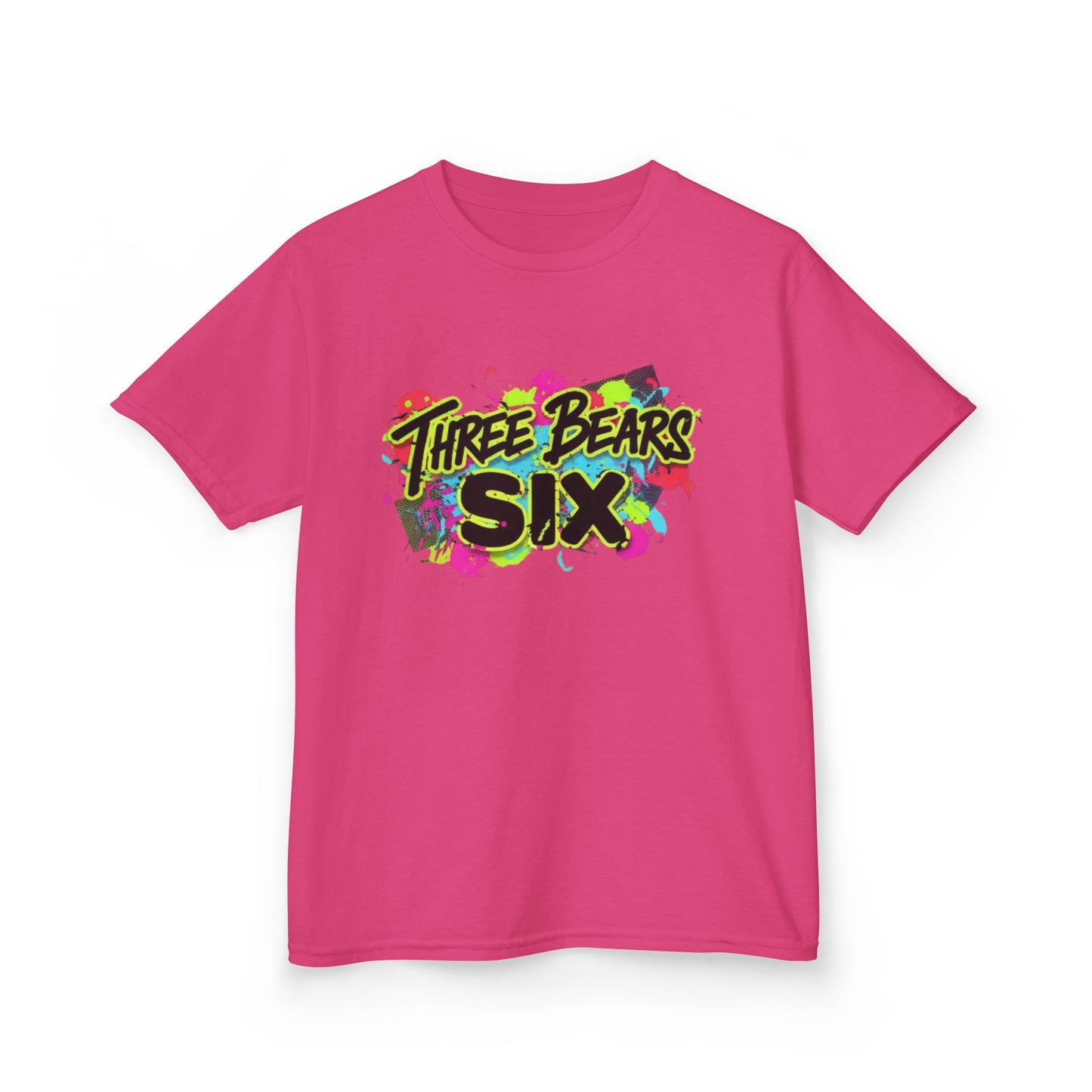 Kids T-Shirt — 'Three Bears Six' Neon Graffiti Birthday Tee