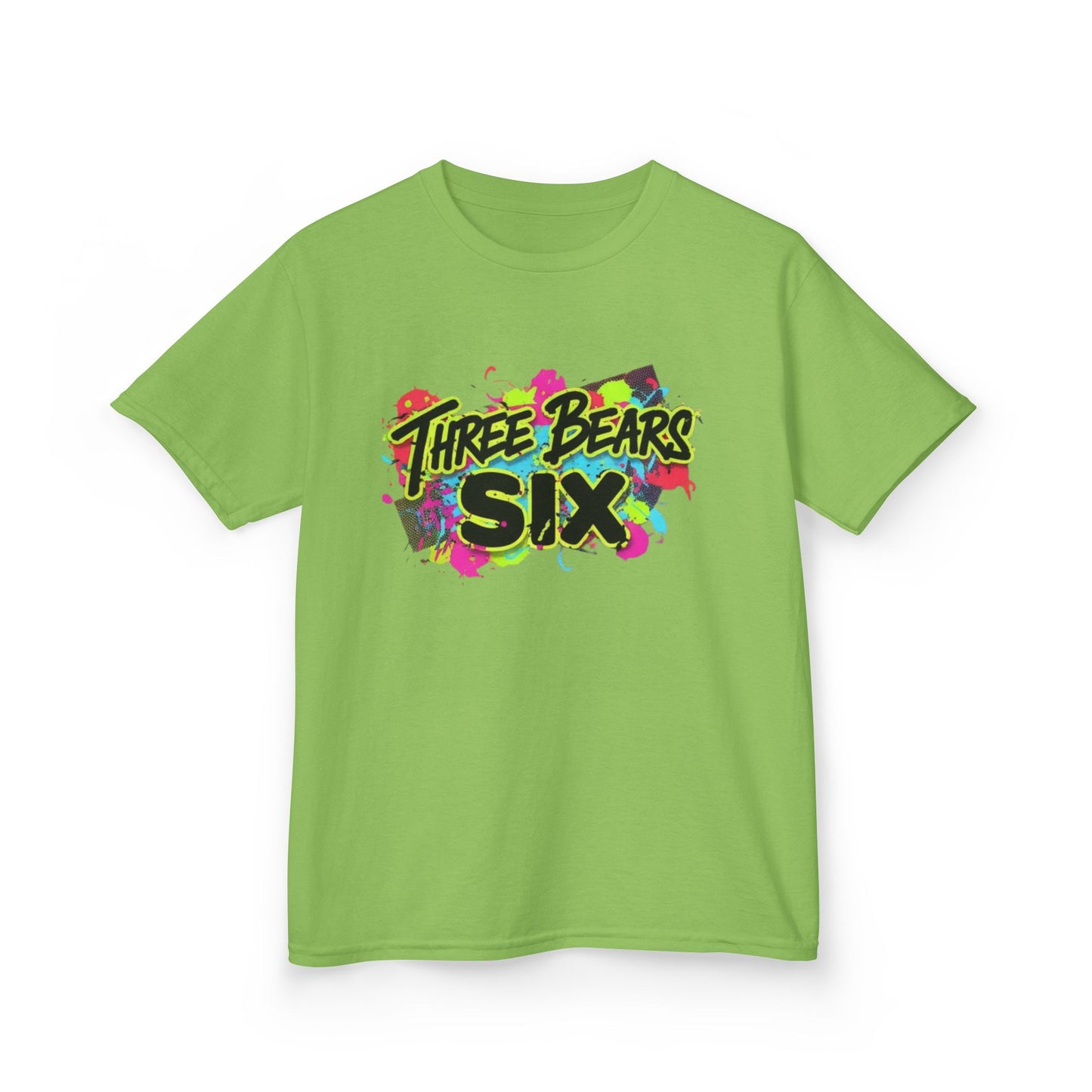 Kids T-Shirt — 'Three Bears Six' Neon Graffiti Birthday Tee