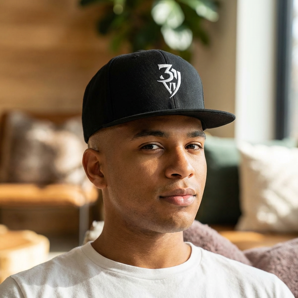 Embroidered Snapback Cap — Minimal Tribal Logo Hat