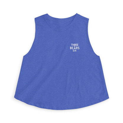 Women's Crop Top - Minimal 'Three Bears Six' Pocket Logo Tank
