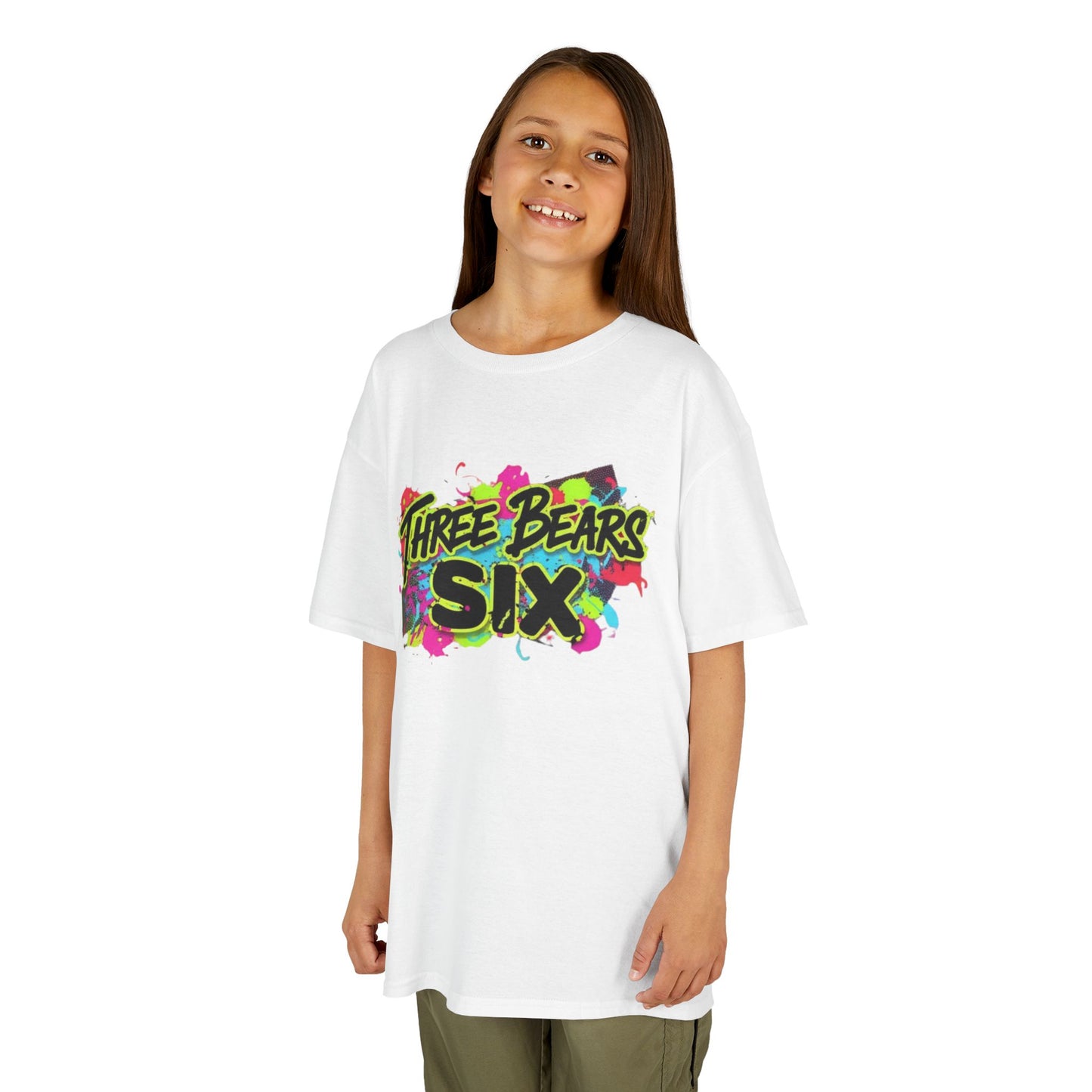 Kids T-Shirt — 'Three Bears Six' Neon Graffiti Birthday Tee