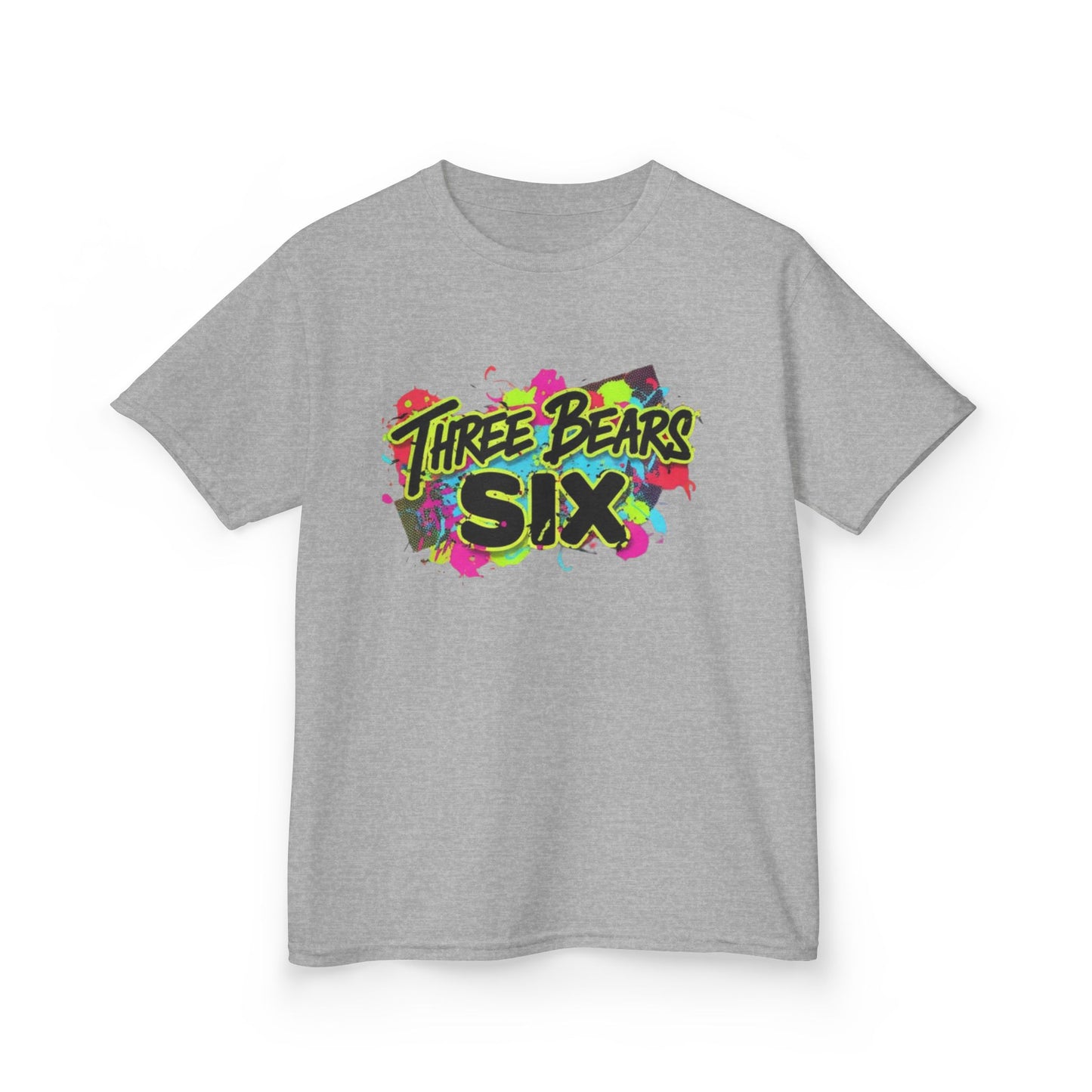 Kids T-Shirt — 'Three Bears Six' Neon Graffiti Birthday Tee
