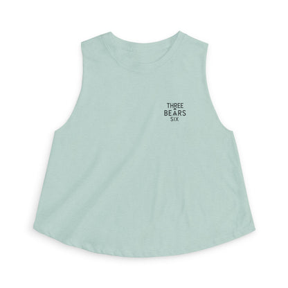Women's Crop Top - Minimal 'Three Bears Six' Pocket Logo Tank
