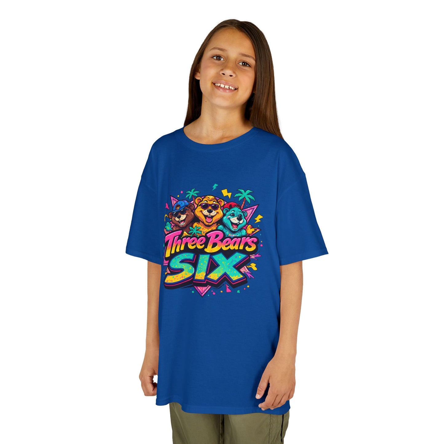 Three Bears SIX - Colourful Retro Cartoon Bear Birthday Tee