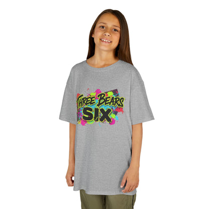 Kids T-Shirt — 'Three Bears Six' Neon Graffiti Birthday Tee