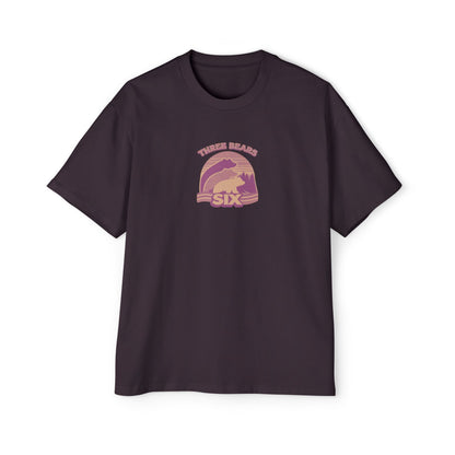 Retro Sunset Bear Graphic Tee — "Three Bears Six" Men’s Oversized T-Shirt