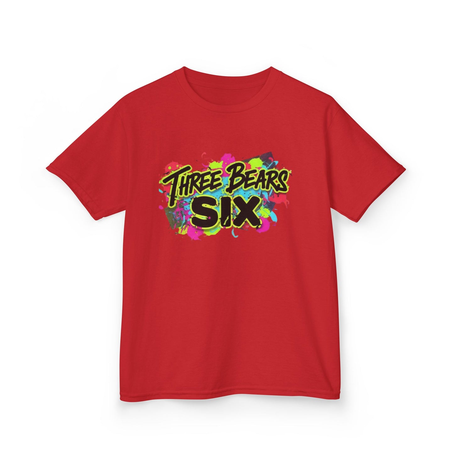 Kids T-Shirt — 'Three Bears Six' Neon Graffiti Birthday Tee