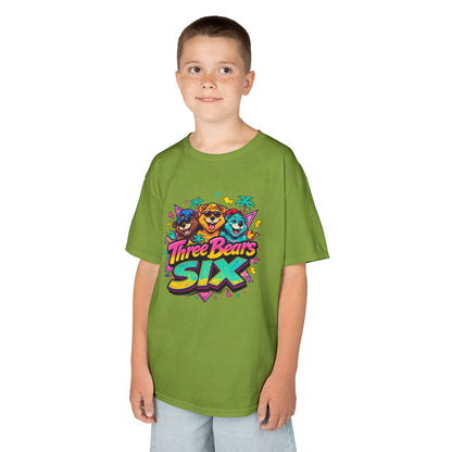 Three Bears SIX - Colourful Retro Cartoon Bear Birthday Tee