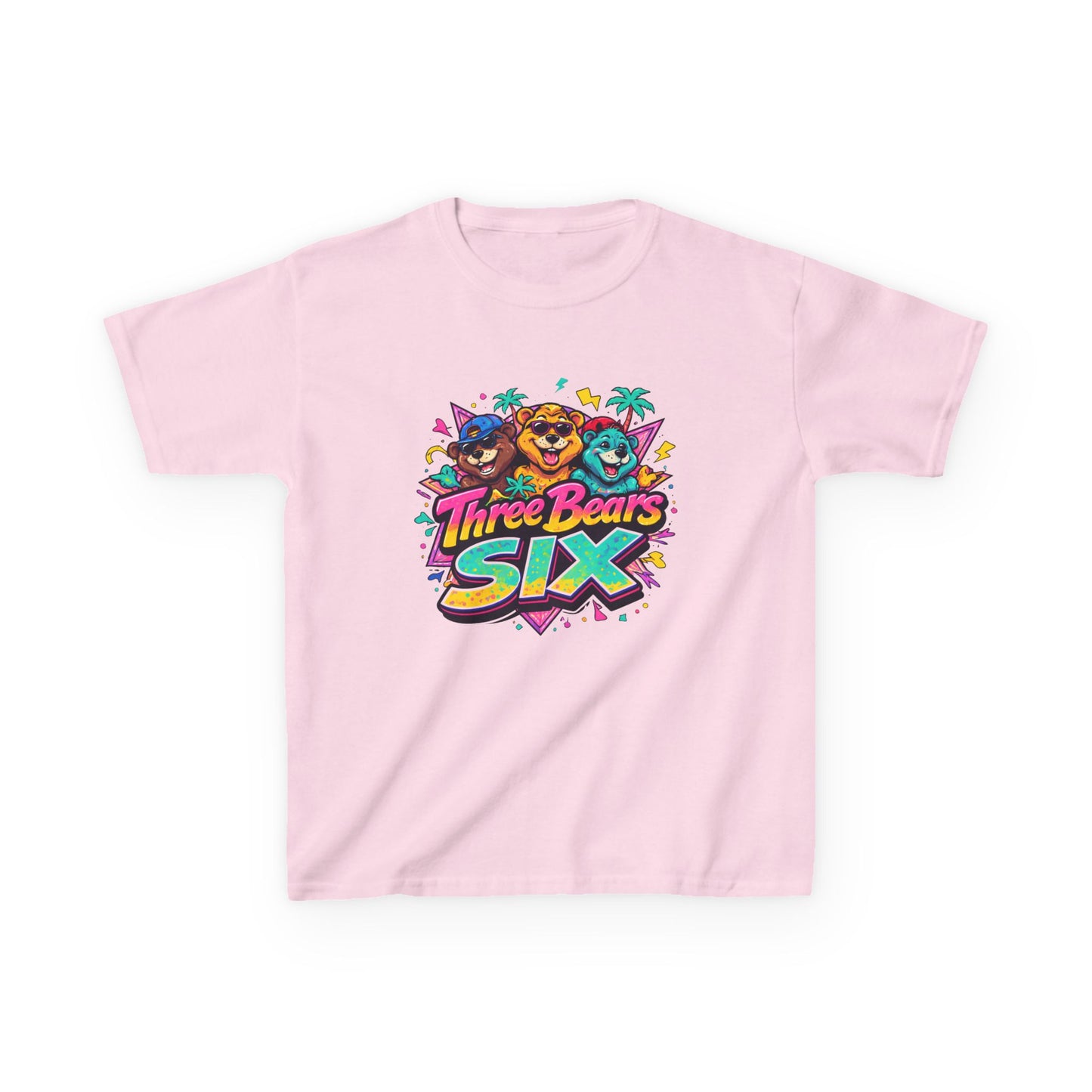 Three Bears SIX - Colourful Retro Cartoon Bear Birthday Tee