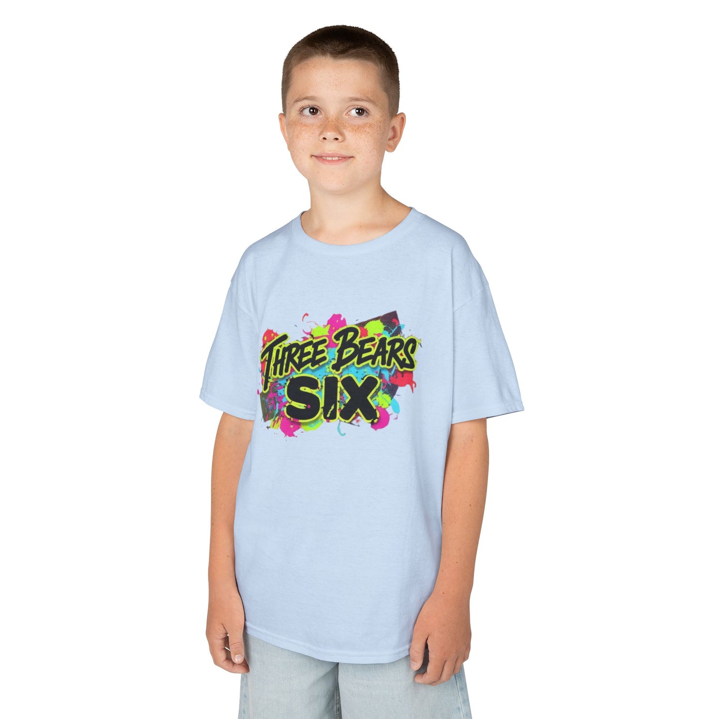 Kids T-Shirt — 'Three Bears Six' Neon Graffiti Birthday Tee