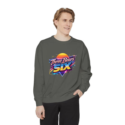 Three Bears Six Retro Logo Sweatshirt — 80s Sunset Graphic Pullover