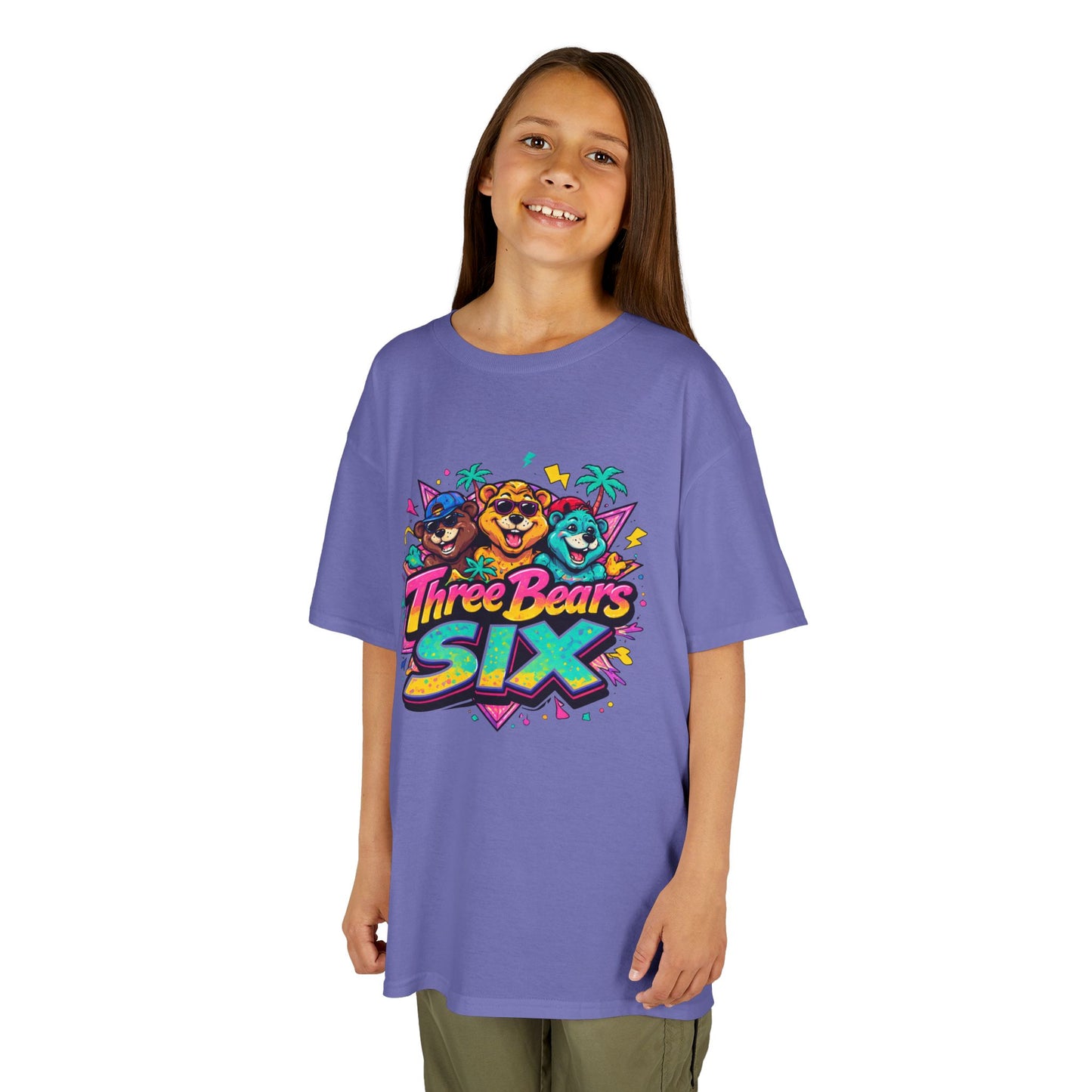 Three Bears SIX - Colourful Retro Cartoon Bear Birthday Tee