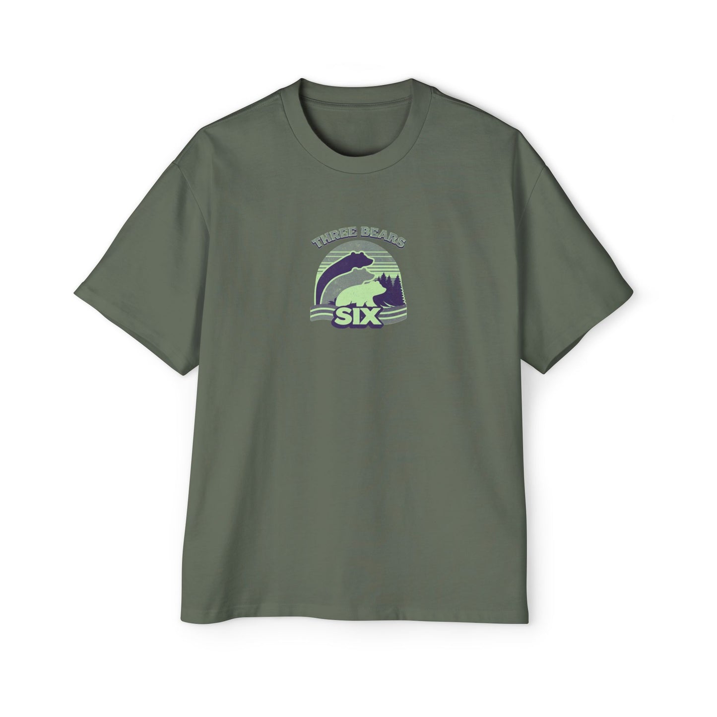 Retro Sunset Bear Graphic Tee — "Trail Days Six" Men’s Oversized T-Shirt