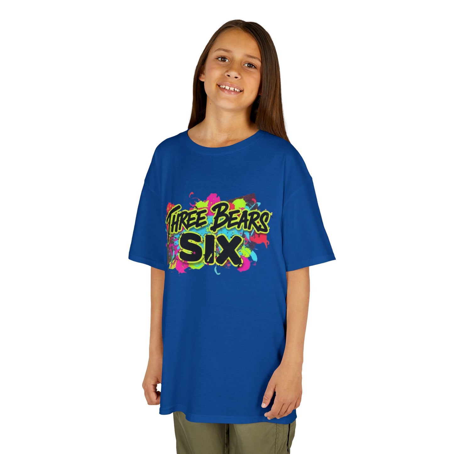 Kids T-Shirt — 'Three Bears Six' Neon Graffiti Birthday Tee