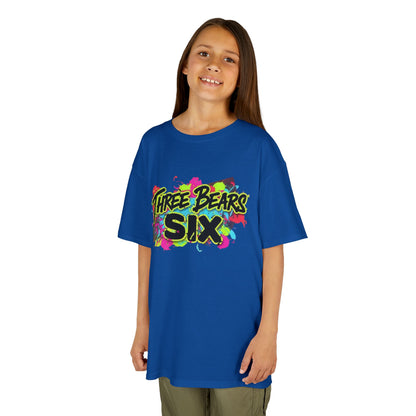 Kids T-Shirt — 'Three Bears Six' Neon Graffiti Birthday Tee