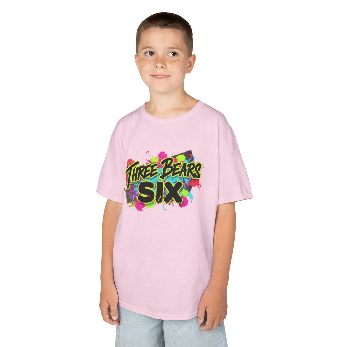 Kids T-Shirt — 'Three Bears Six' Neon Graffiti Birthday Tee