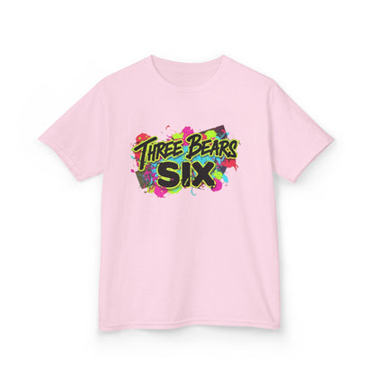Kids T-Shirt — 'Three Bears Six' Neon Graffiti Birthday Tee