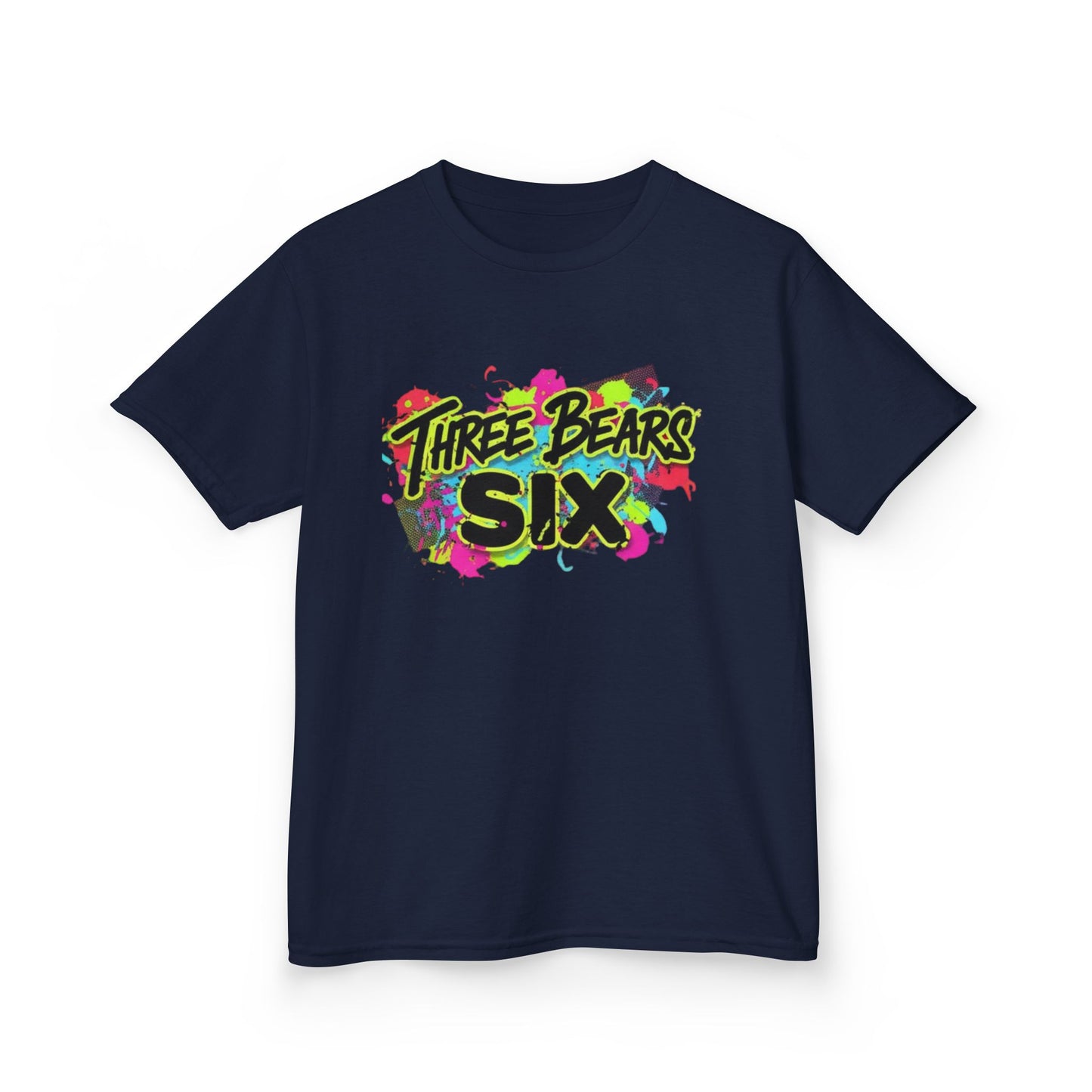 Kids T-Shirt — 'Three Bears Six' Neon Graffiti Birthday Tee