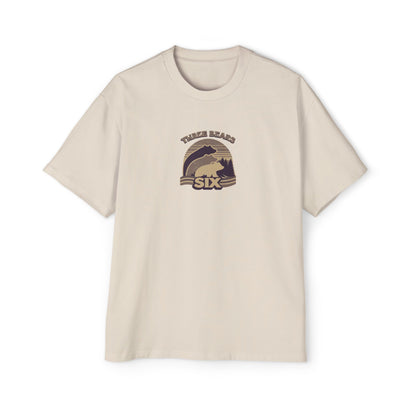 Retro Sunset Bear Graphic Tee — "Three Bears Six" Men’s Oversized T-Shirt