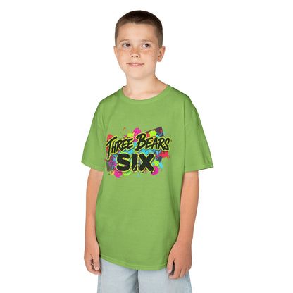 Kids T-Shirt — 'Three Bears Six' Neon Graffiti Birthday Tee