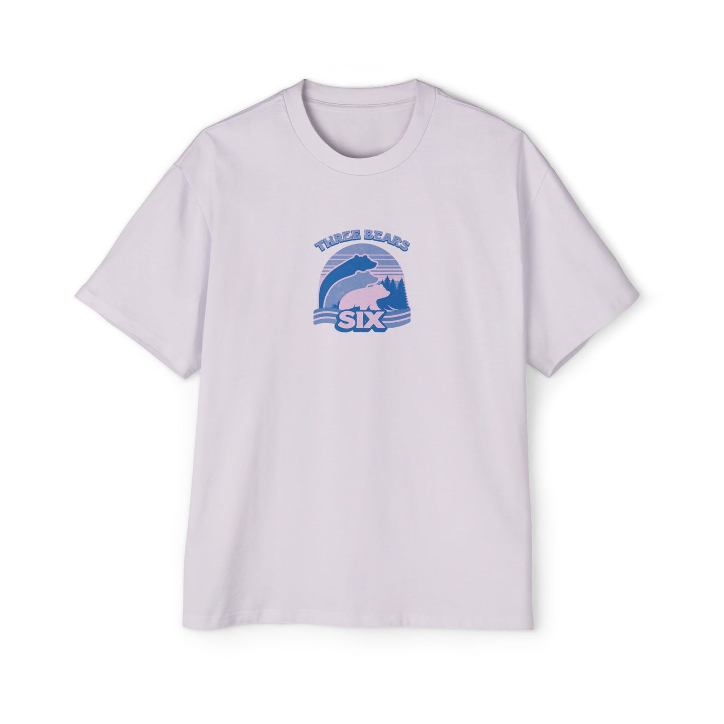 Retro Sunset Bear Graphic Tee — "Three Bears Six" Men’s Oversized T-Shirt