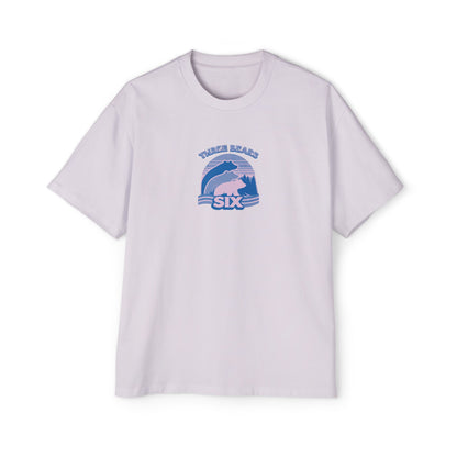 Retro Sunset Bear Graphic Tee — "Three Bears Six" Men’s Oversized T-Shirt