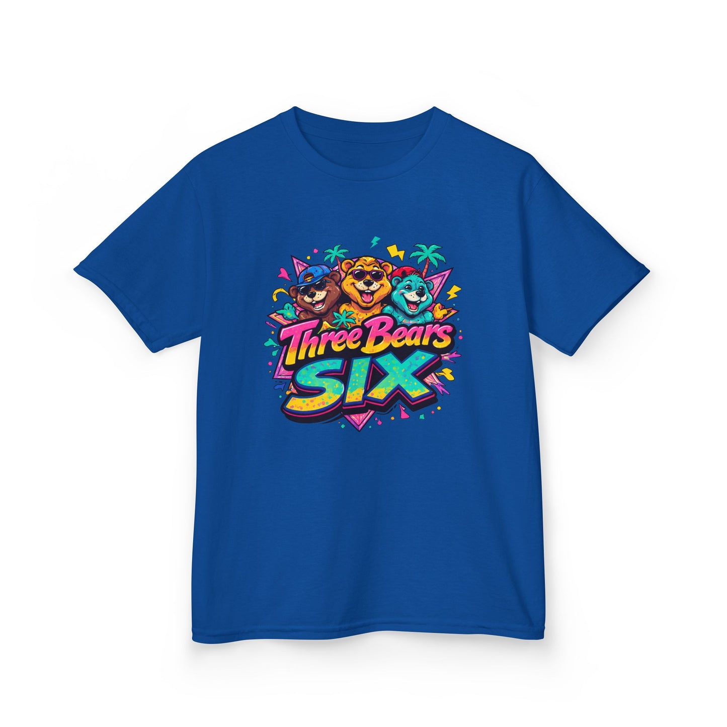 Three Bears SIX - Colourful Retro Cartoon Bear Birthday Tee