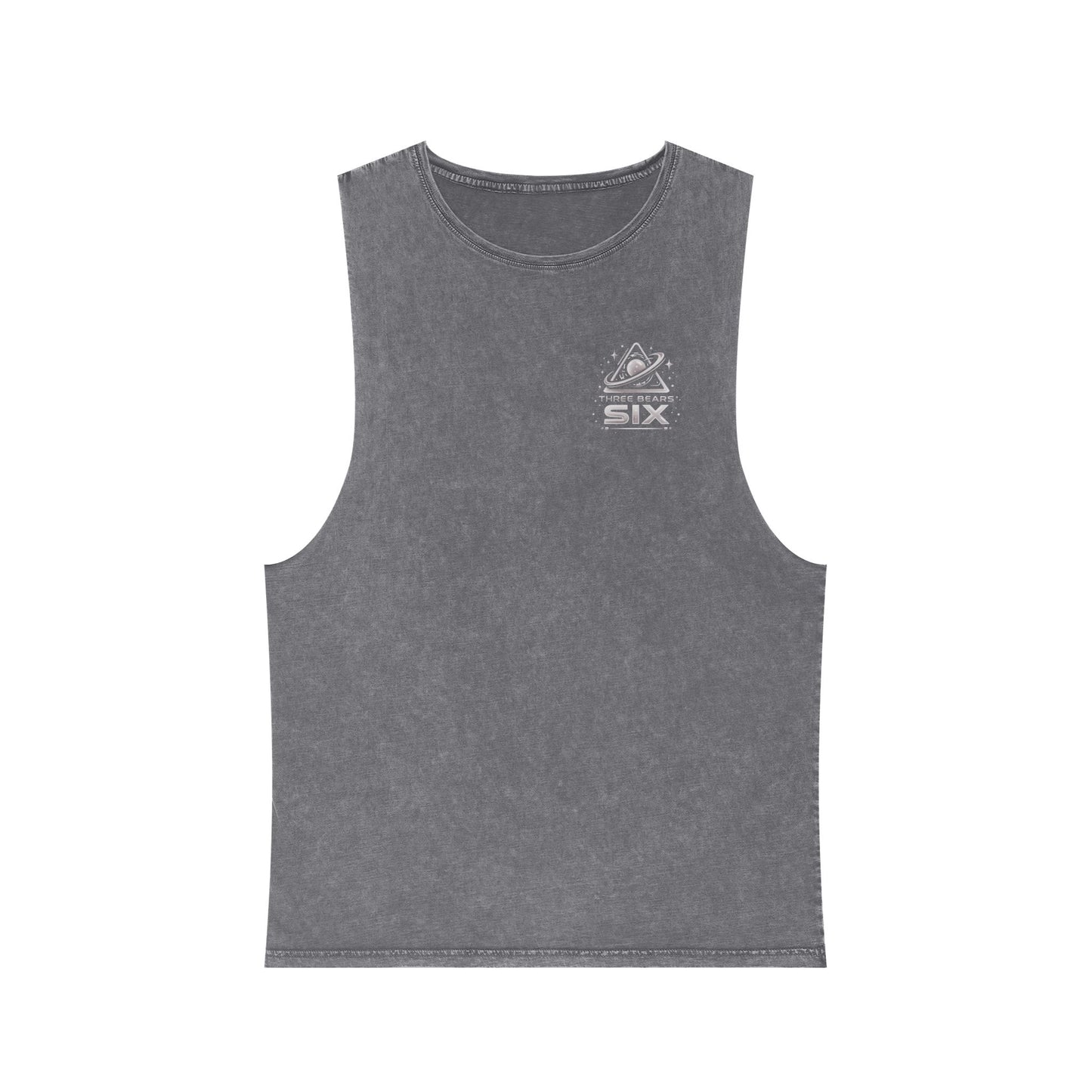 Stonewash Tank Top — 'Three Bears Six' Retro Space Logo