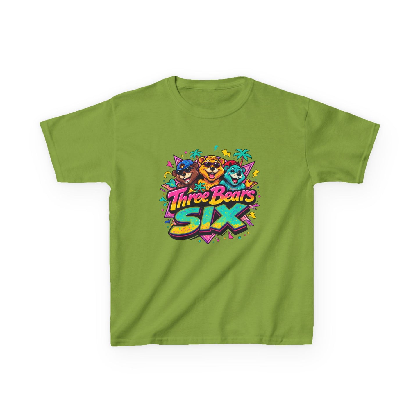 Three Bears SIX - Colourful Retro Cartoon Bear Birthday Tee