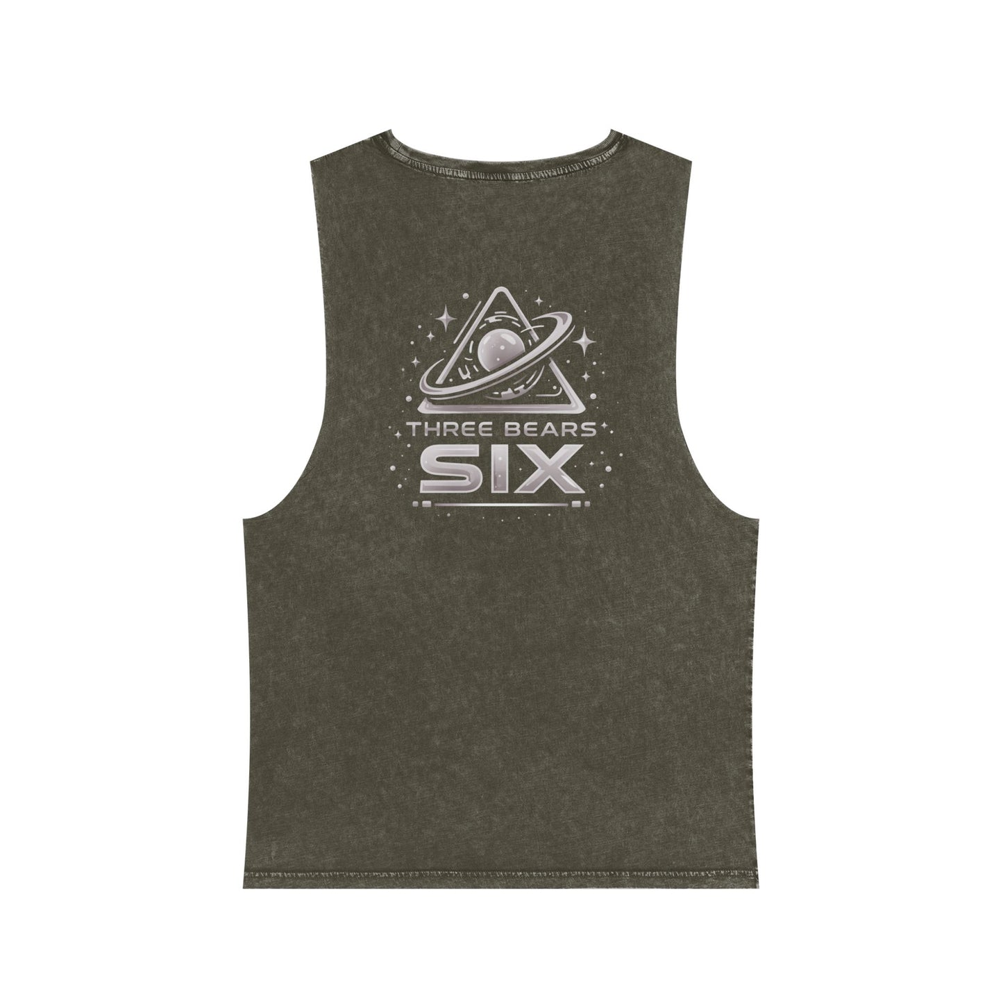 Stonewash Tank Top — 'Three Bears Six' Retro Space Logo