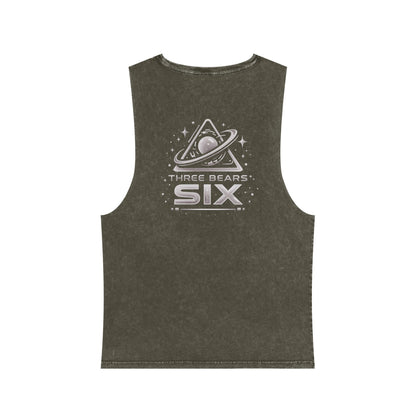 Stonewash Tank Top — 'Three Bears Six' Retro Space Logo