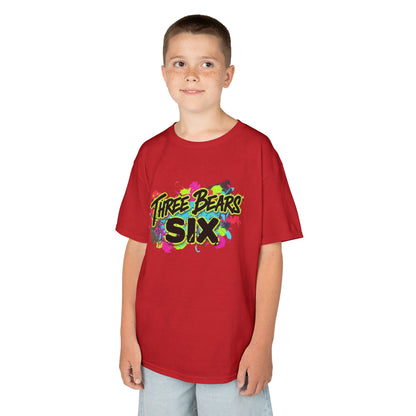 Kids T-Shirt — 'Three Bears Six' Neon Graffiti Birthday Tee