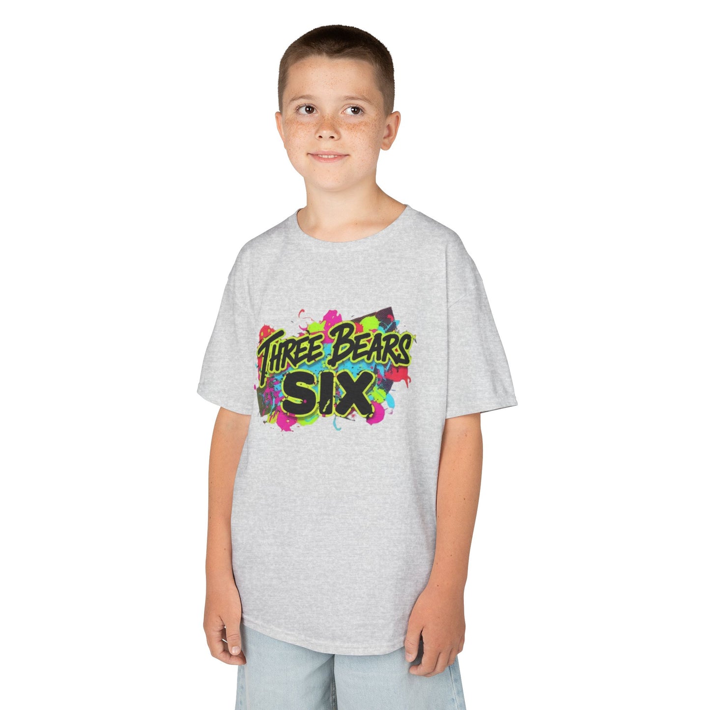 Kids T-Shirt — 'Three Bears Six' Neon Graffiti Birthday Tee