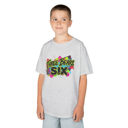 Kids T-Shirt — 'Three Bears Six' Neon Graffiti Birthday Tee
