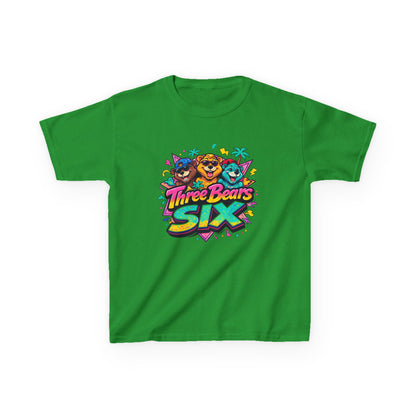 Three Bears SIX - Colourful Retro Cartoon Bear Birthday Tee