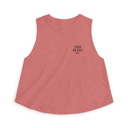 Women's Crop Top - Minimal 'Three Bears Six' Pocket Logo Tank