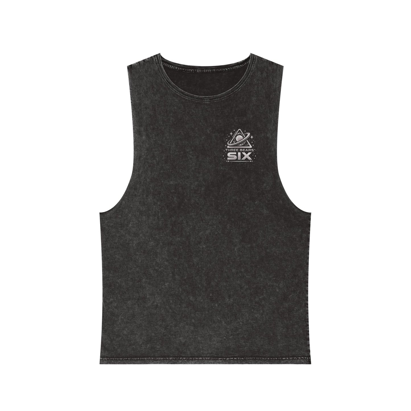 Stonewash Tank Top — 'Three Bears Six' Retro Space Logo