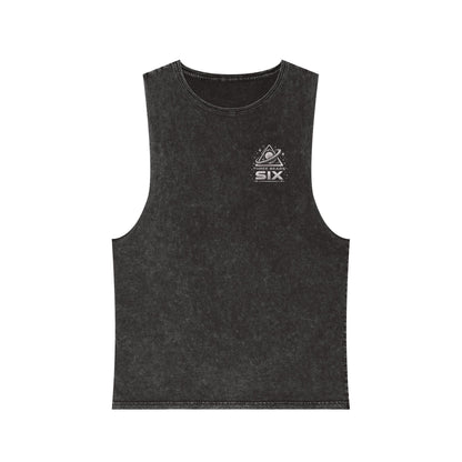 Stonewash Tank Top — 'Three Bears Six' Retro Space Logo