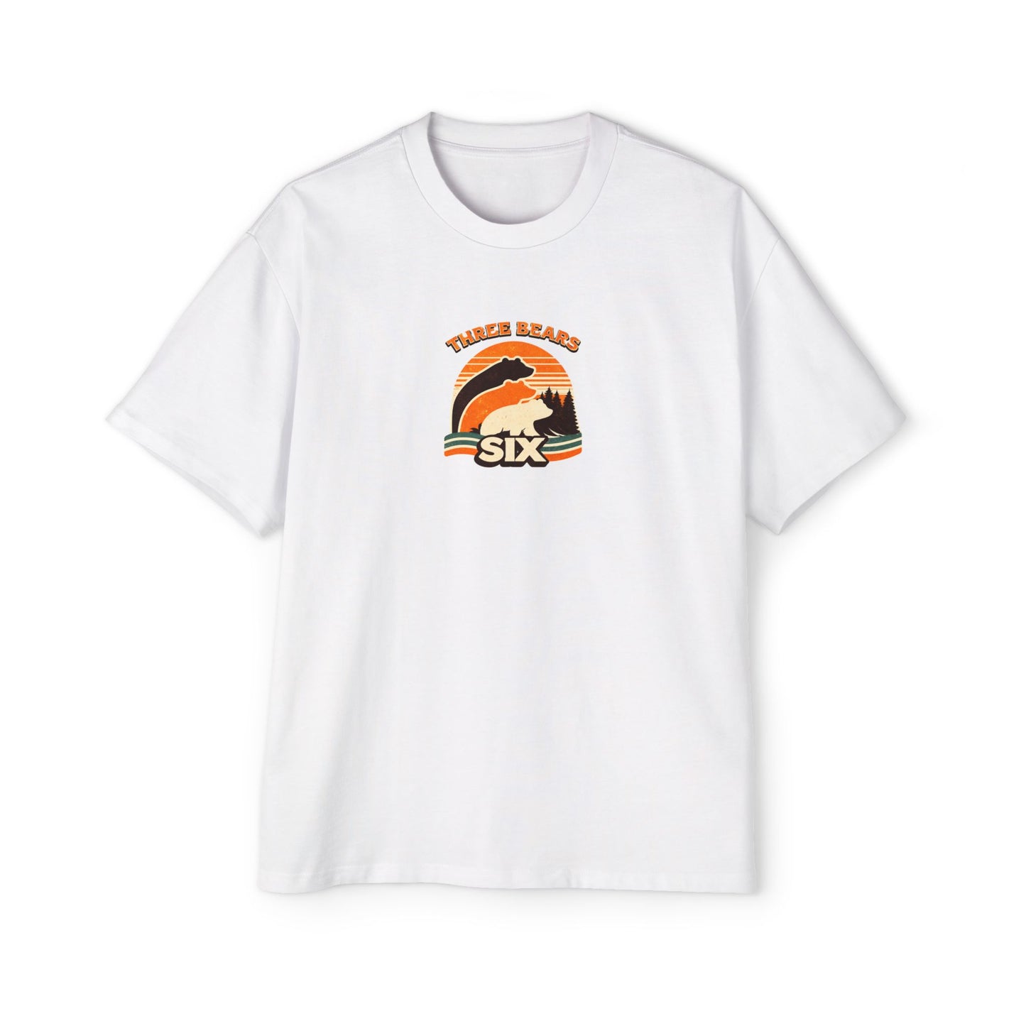 Retro Sunset Bear Graphic Tee — "Trail Days Six" Men’s Oversized T-Shirt