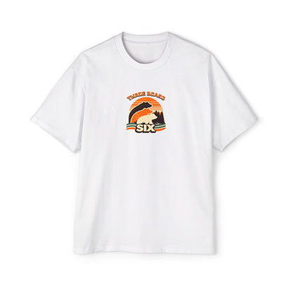 Retro Sunset Bear Graphic Tee — "Trail Days Six" Men’s Oversized T-Shirt