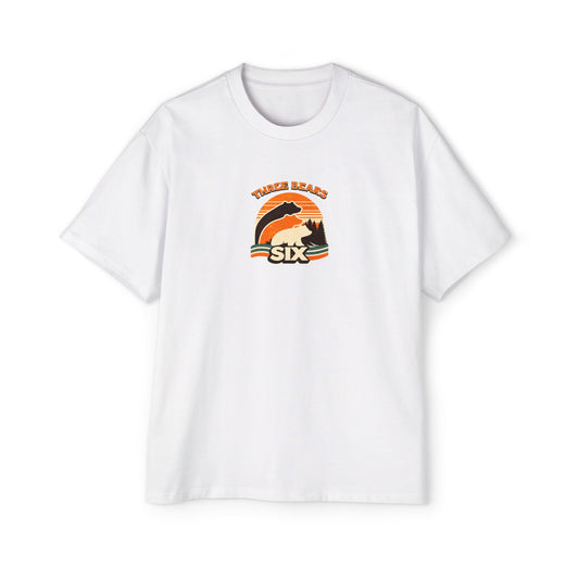 White Trail Days SIX Oversized Sunset Tee, front flat lay